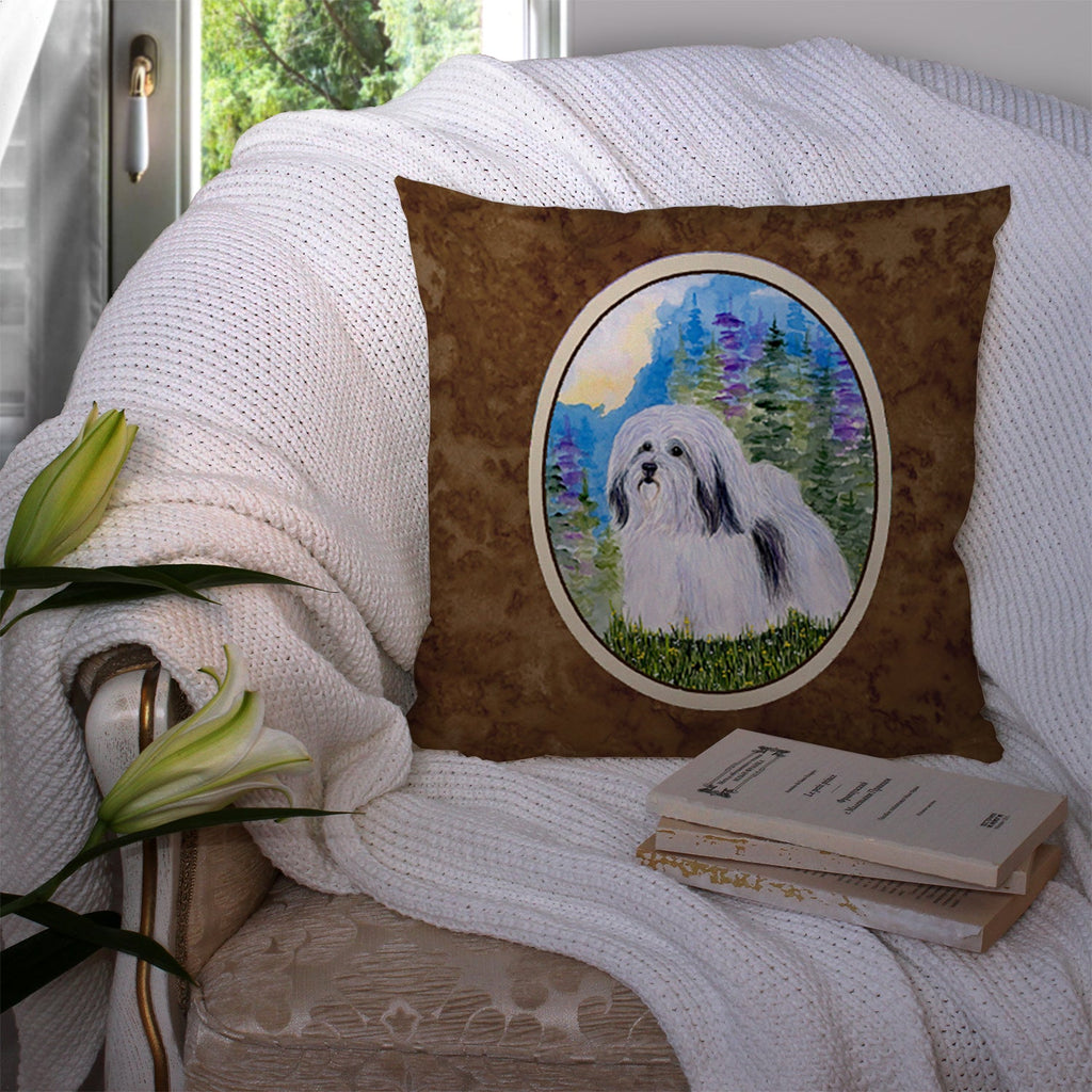 Havanese Decorative Throw Pillow 14x14 Indoor Outdoor Accent Cushion, Fabric Cover with Insert for Sofa, Bed, Porch & Living Room