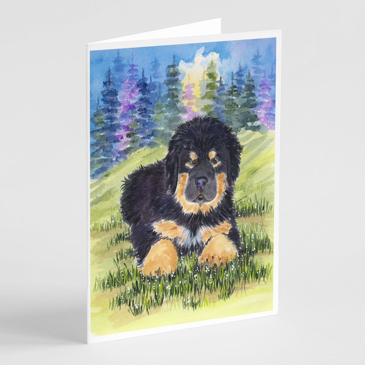 Tibetan Mastiff Greeting Cards Pack of 8 Blank Cards with Envelopes Whimsical A7 Size 5x7