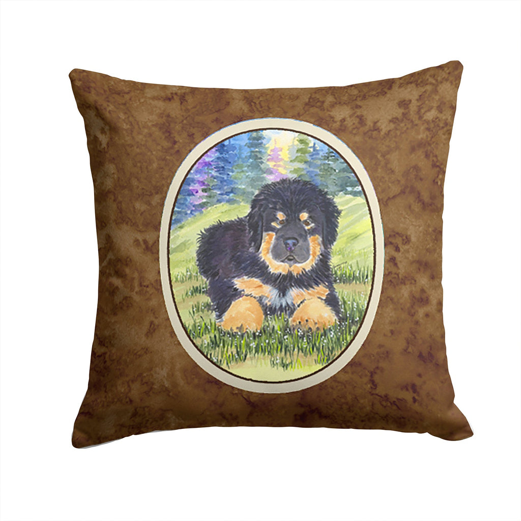 Tibetan Mastiff Decorative Throw Pillow 14x14 Indoor Outdoor Accent Cushion, Fabric Cover with Insert for Sofa, Bed, Porch & Living Room