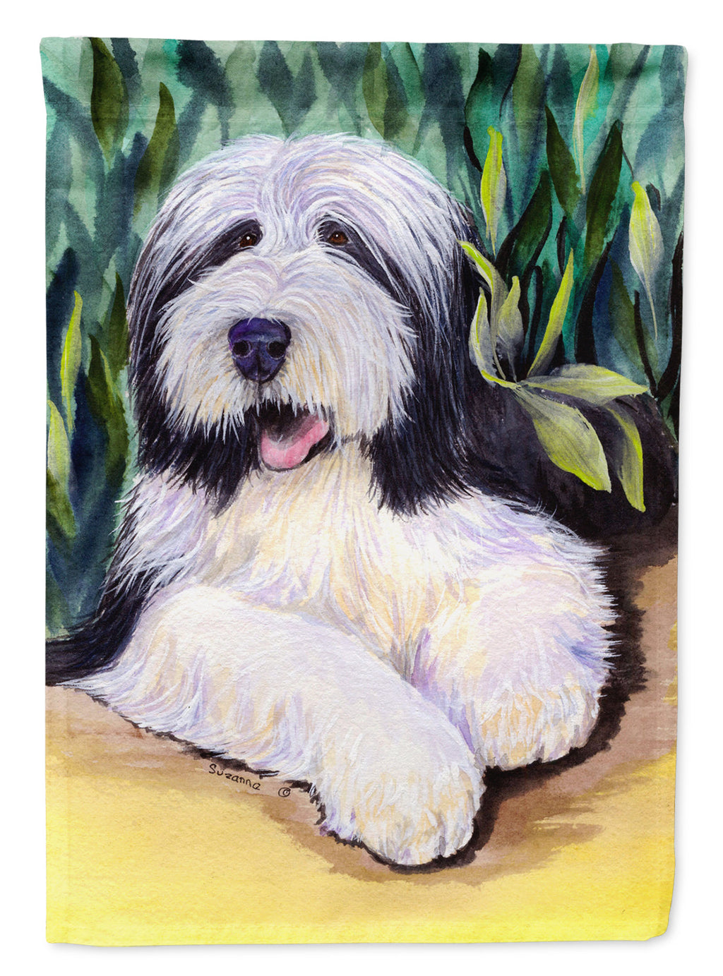 Bearded Collie House Flag 28x40 Porch Sleeve Pole Decorative Outside Yard Banner Artwork Wall Hanging, Polyester