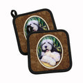 Bearded Collie Pot Holder Set of 2 Heat Resistant Quilted Hot Pads 7.5 x 7.5 Inch, Insulated Kitchen Trivets for Cooking & Baking