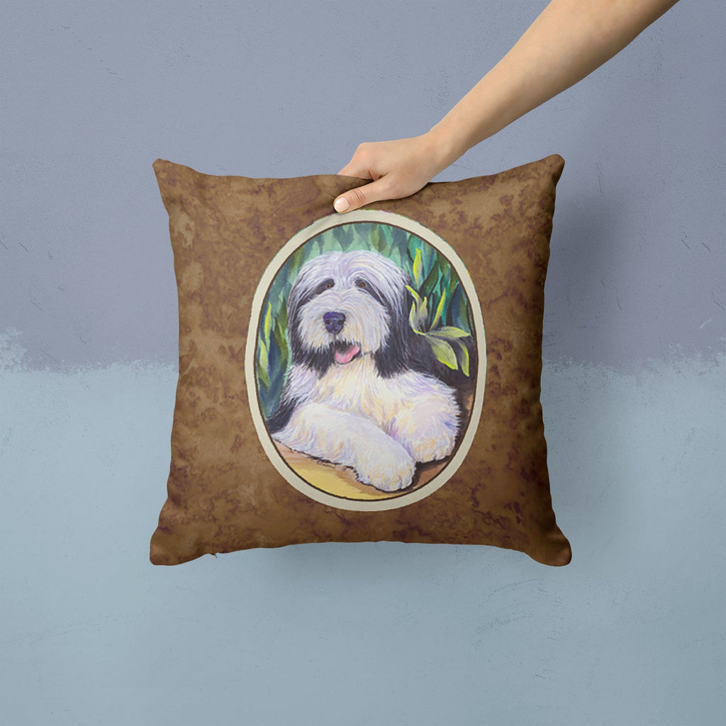 Bearded Collie Decorative Throw Pillow 14x14 Indoor Outdoor Accent Cushion, Fabric Cover with Insert for Sofa, Bed, Porch & Living Room