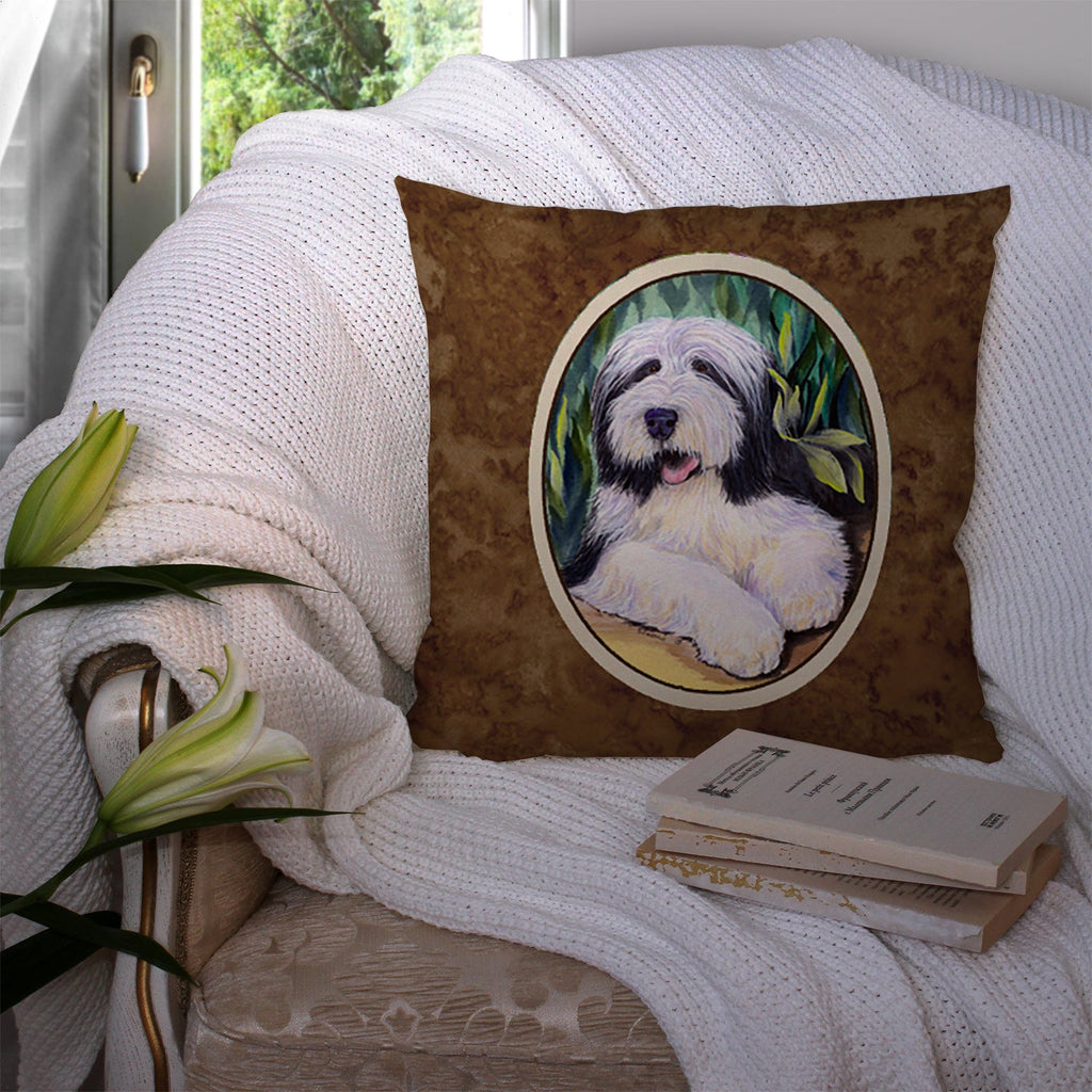 Bearded Collie Decorative Throw Pillow 14x14 Indoor Outdoor Accent Cushion, Fabric Cover with Insert for Sofa, Bed, Porch & Living Room