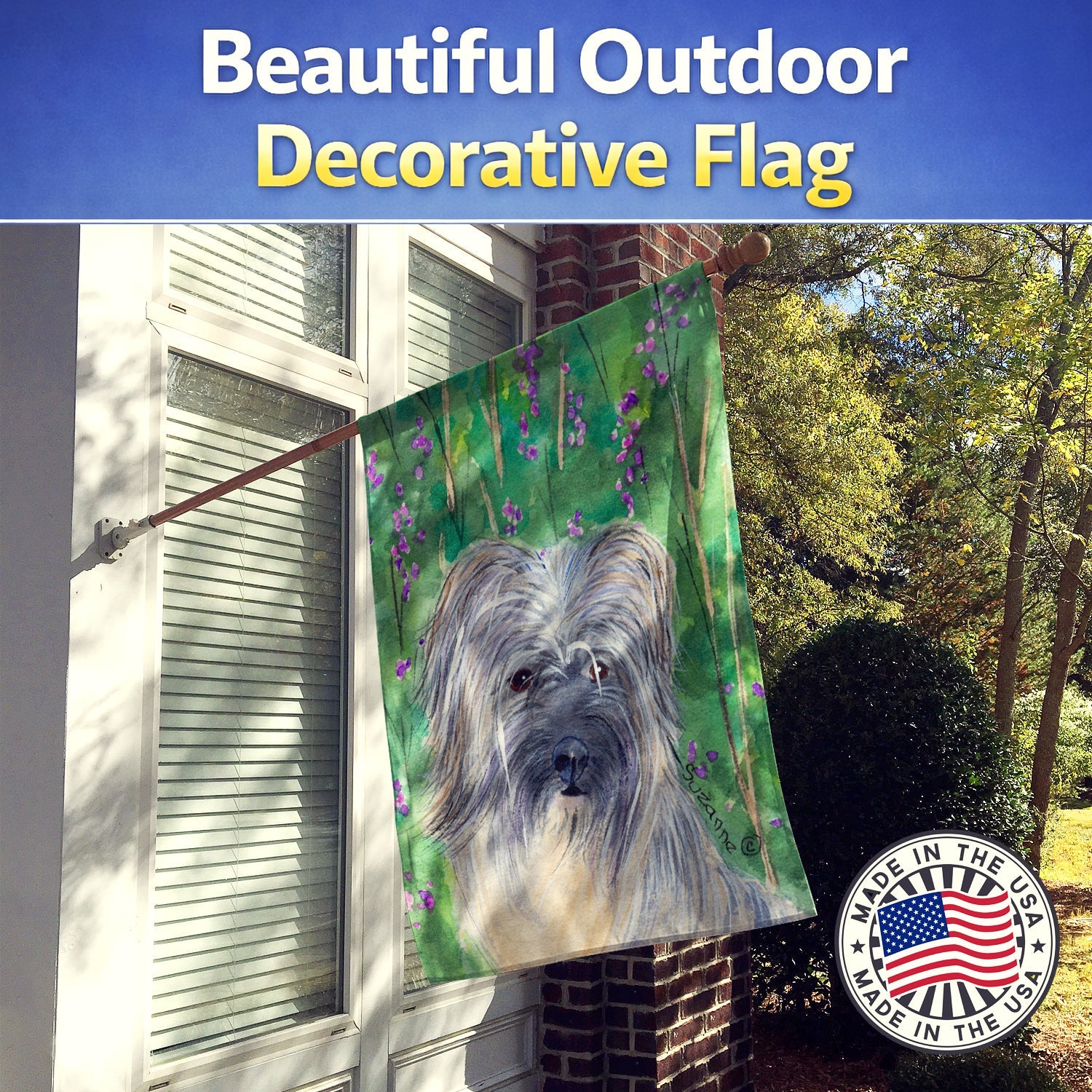 Berger des Pyrenese House Flag 28x40 Porch Sleeve Pole Decorative Outside Yard Banner Artwork Wall Hanging, Polyester