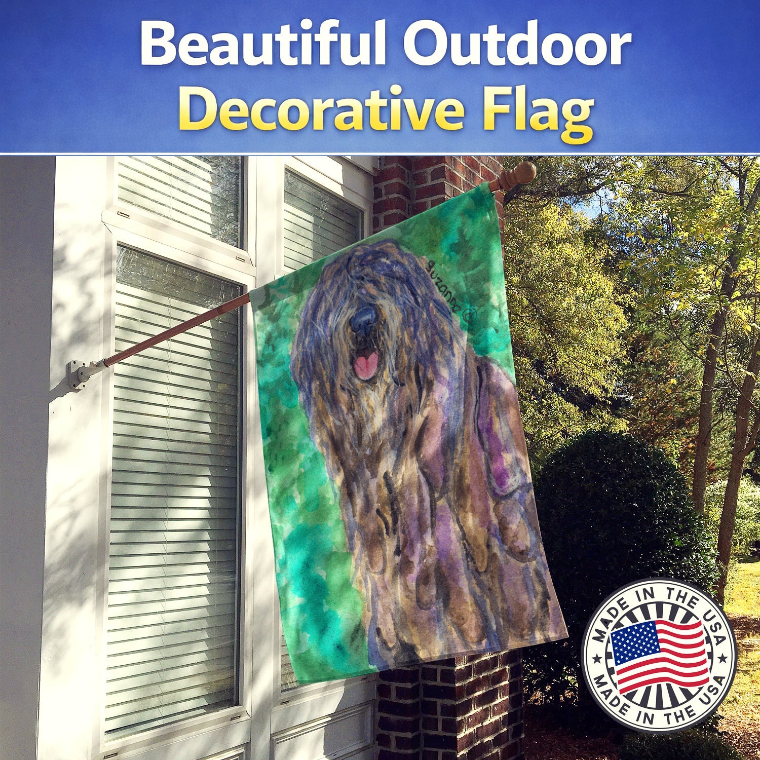 Bergamasco Sheepdog House Flag 28x40 Porch Sleeve Pole Decorative Outside Yard Banner Artwork Wall Hanging, Polyester