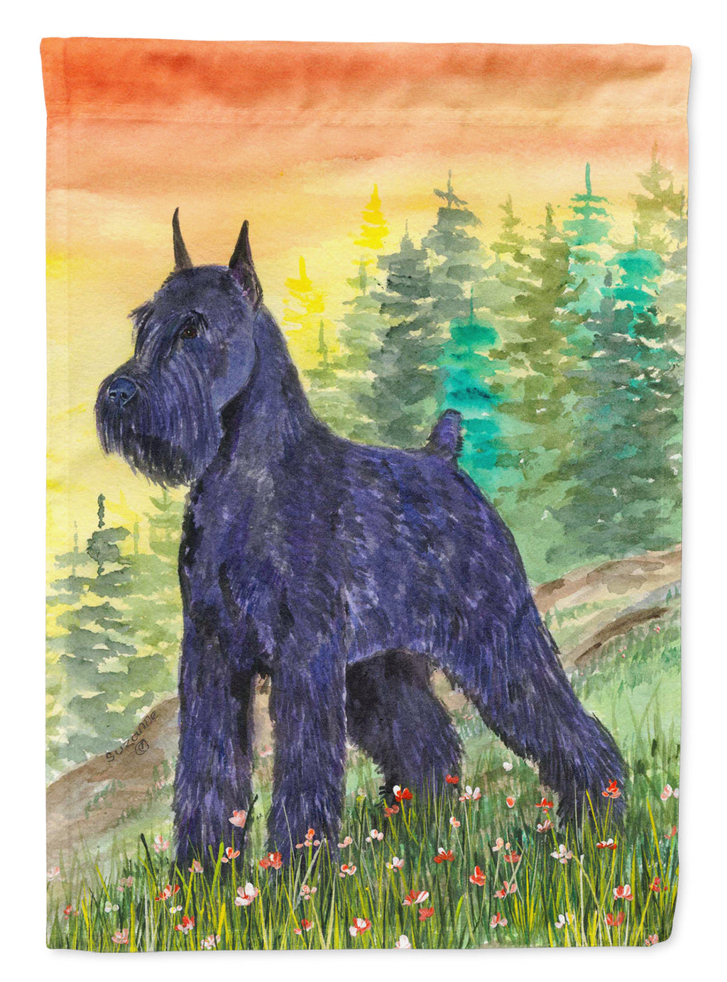 Schnauzer House Flag 28x40 Porch Sleeve Pole Decorative Outside Yard Banner Artwork Wall Hanging, Polyester