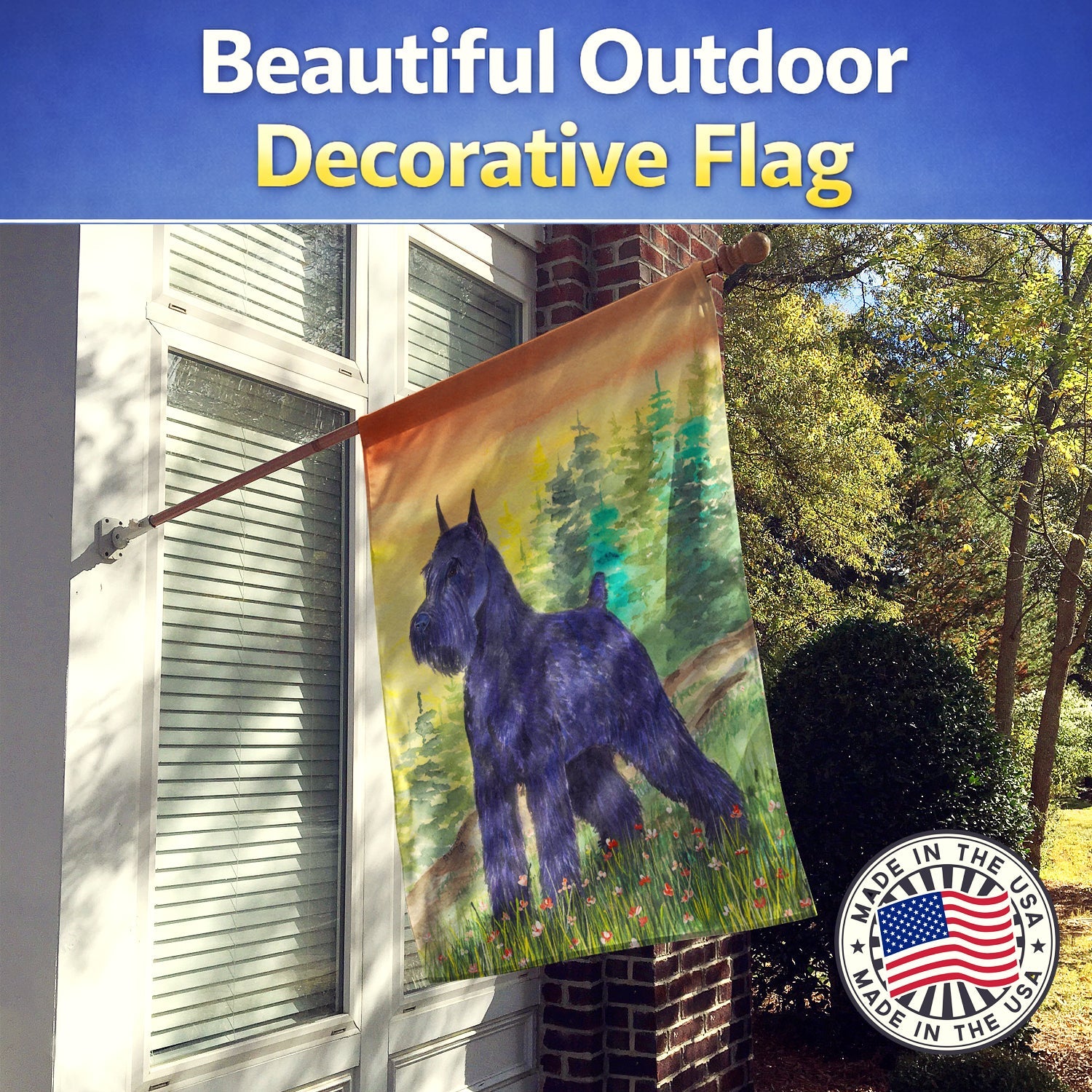 Schnauzer House Flag 28x40 Porch Sleeve Pole Decorative Outside Yard Banner Artwork Wall Hanging, Polyester