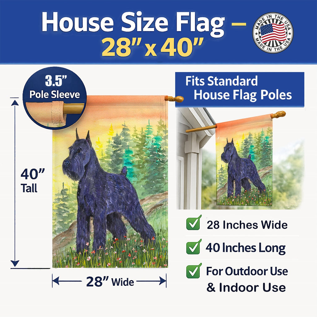 Schnauzer House Flag 28x40 Porch Sleeve Pole Decorative Outside Yard Banner Artwork Wall Hanging, Polyester