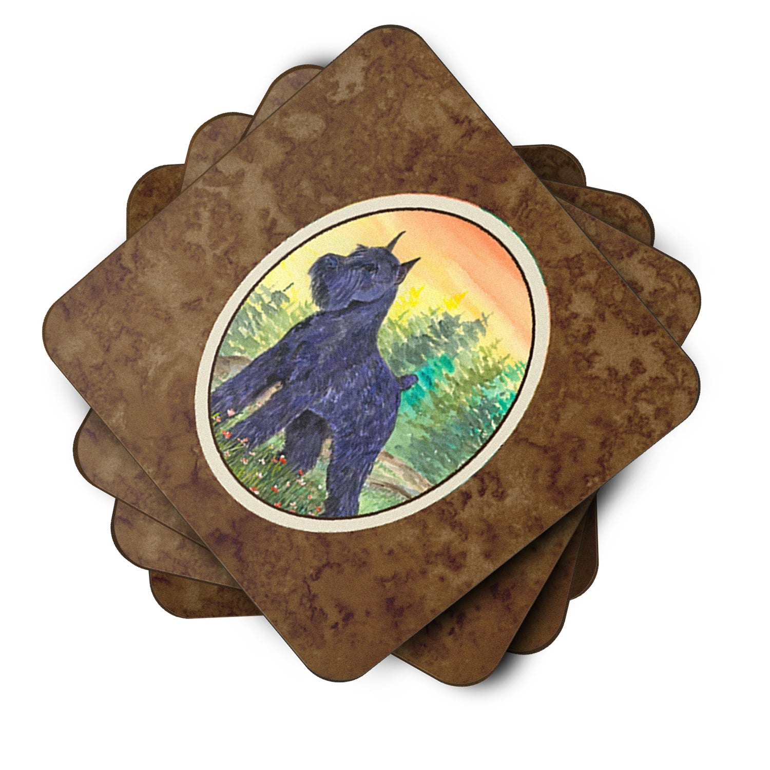 Schnauzer Foam Coasters Set of 4 Cup Coasters for Indoor Outdoor, Tabletop Protection, Anti Slip, Mouse pad Material
