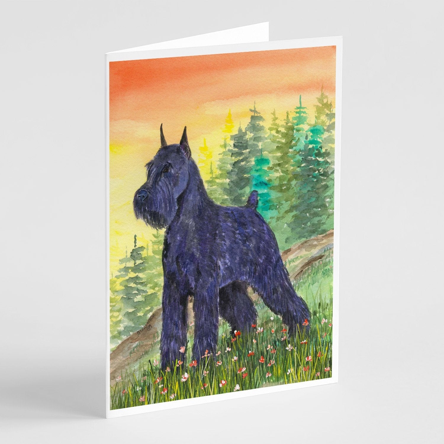 Schnauzer Greeting Cards Pack of 8 Blank Cards with Envelopes Whimsical A7 Size 5x7