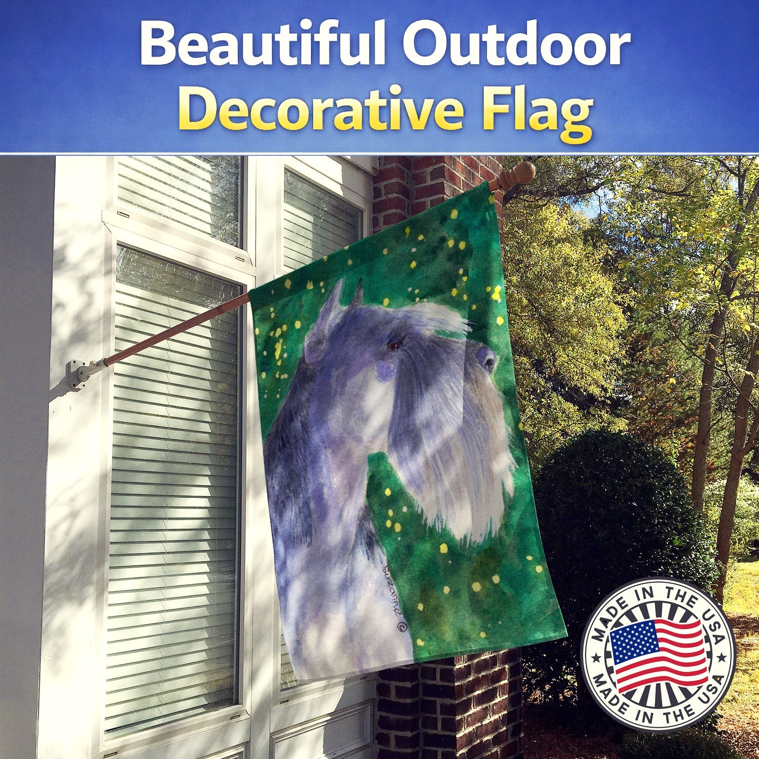 Schnauzer House Flag 28x40 Porch Sleeve Pole Decorative Outside Yard Banner Artwork Wall Hanging, Polyester