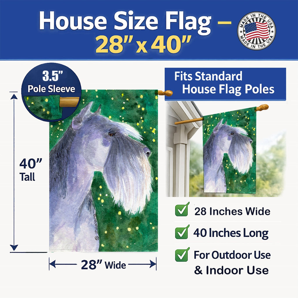 Schnauzer House Flag 28x40 Porch Sleeve Pole Decorative Outside Yard Banner Artwork Wall Hanging, Polyester