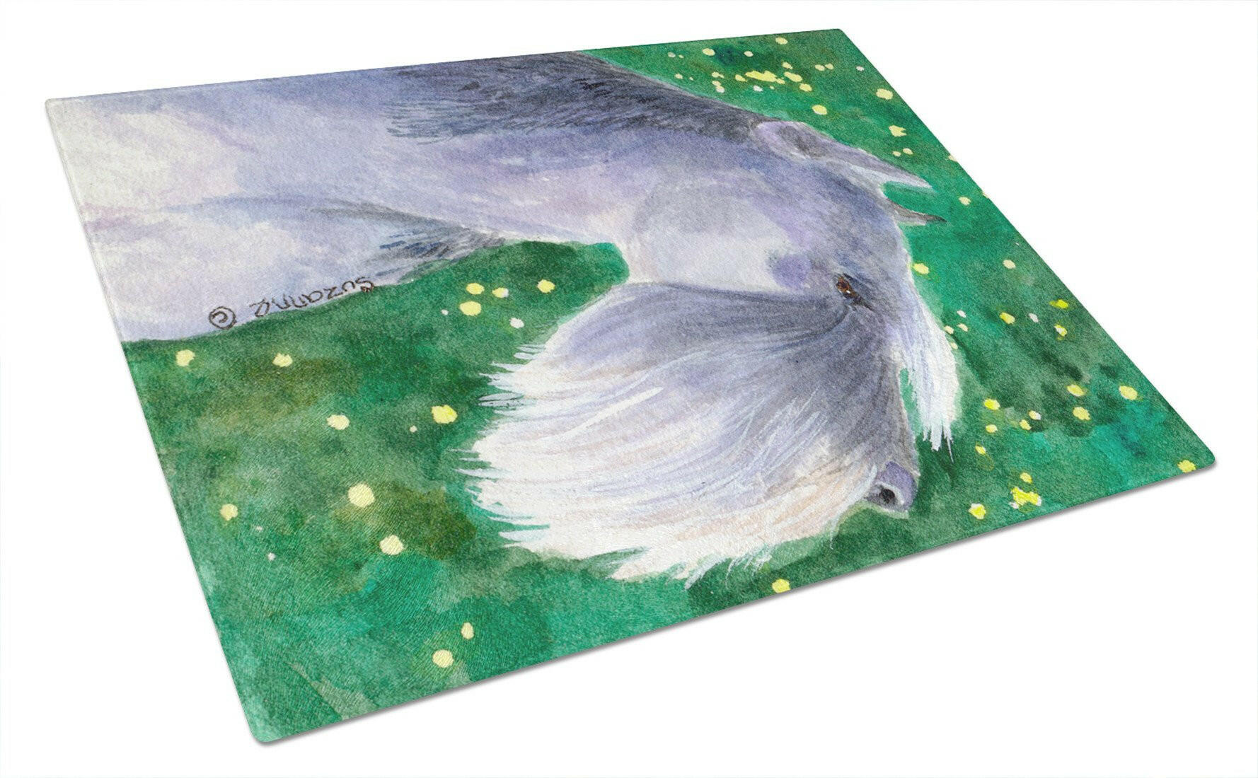 Schnauzer Cutting Board Tempered Glass Kitchen Cutting Surface, Heat Resistant Chopping, Non-Slip Feet, Food Prep & Serving