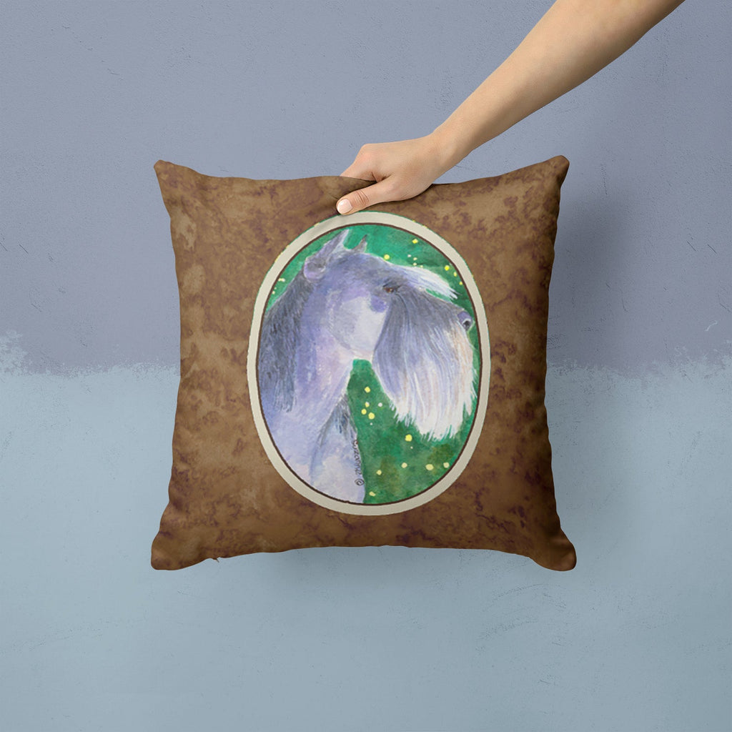 Schnauzer Decorative Throw Pillow 14x14 Indoor Outdoor Accent Cushion, Fabric Cover with Insert for Sofa, Bed, Porch & Living Room