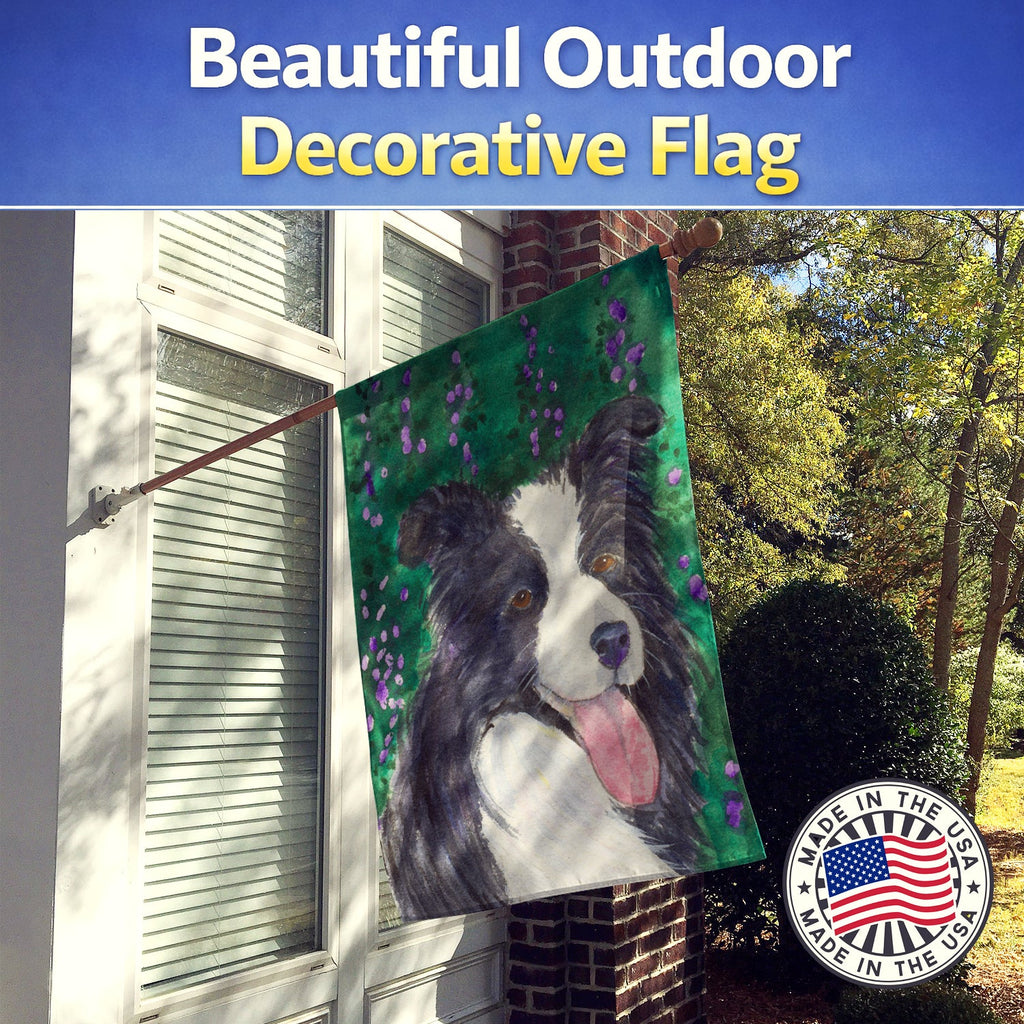 Border Collie House Flag 28x40 Porch Sleeve Pole Decorative Outside Yard Banner Artwork Wall Hanging, Polyester
