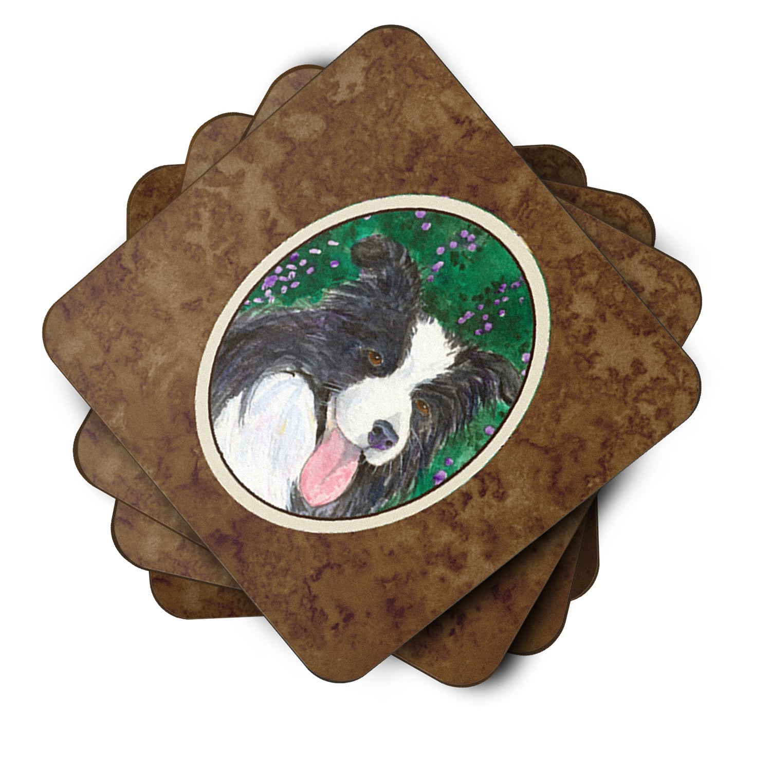 Border Collie Foam Coasters Set of 4 Cup Coasters for Indoor Outdoor, Tabletop Protection, Anti Slip, Mouse pad Material