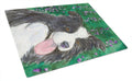 Border Collie Cutting Board Tempered Glass Kitchen Cutting Surface, Heat Resistant Chopping, Non-Slip Feet, Food Prep & Serving