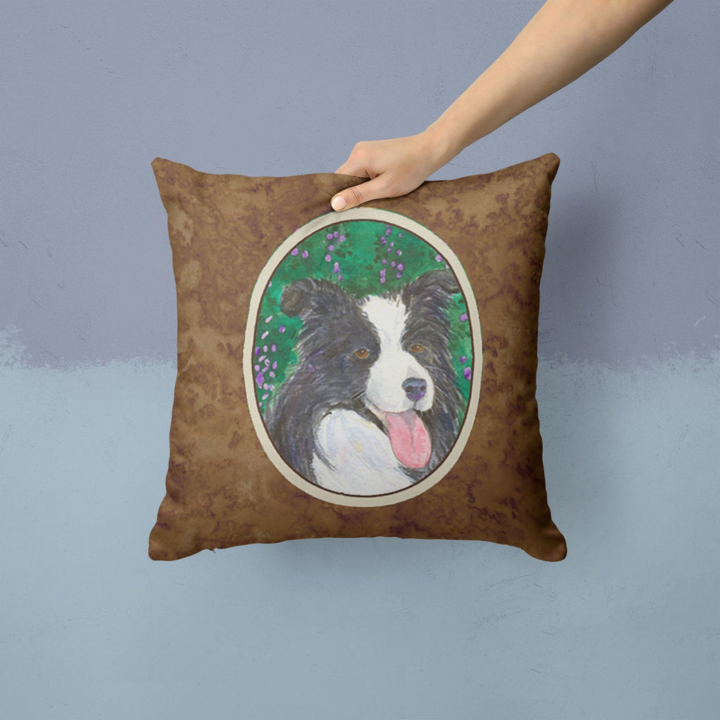 Border Collie Decorative Throw Pillow 14x14 Indoor Outdoor Accent Cushion, Fabric Cover with Insert for Sofa, Bed, Porch & Living Room
