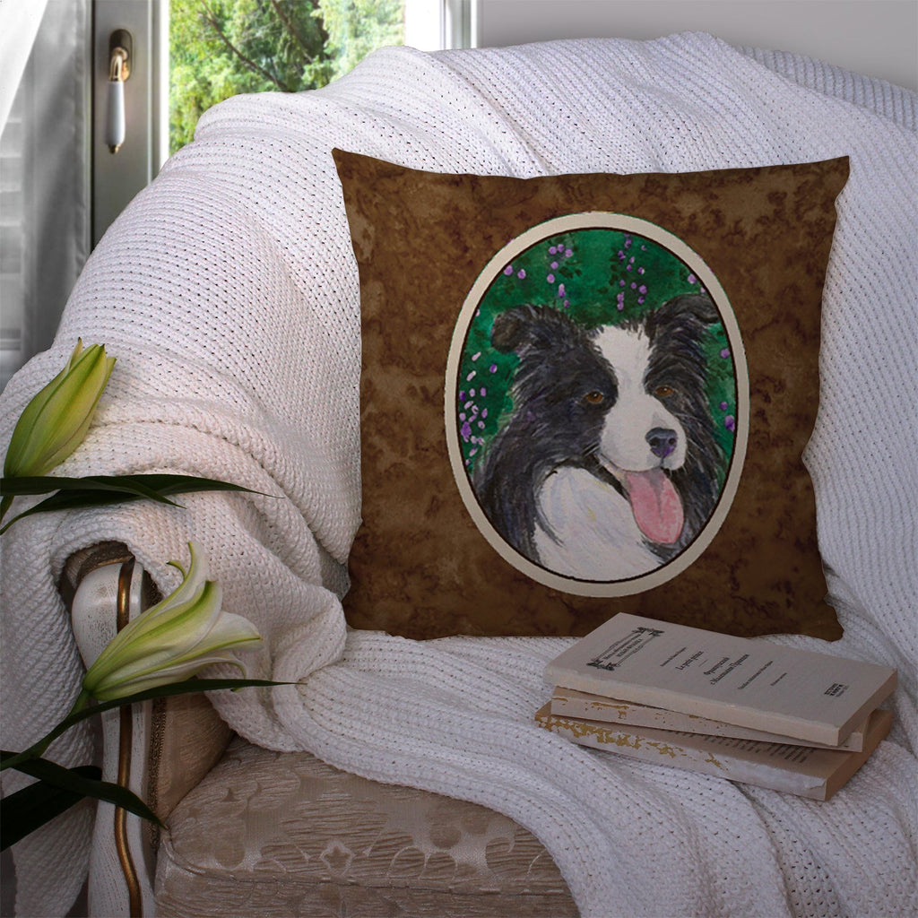 Border Collie Decorative Throw Pillow 14x14 Indoor Outdoor Accent Cushion, Fabric Cover with Insert for Sofa, Bed, Porch & Living Room