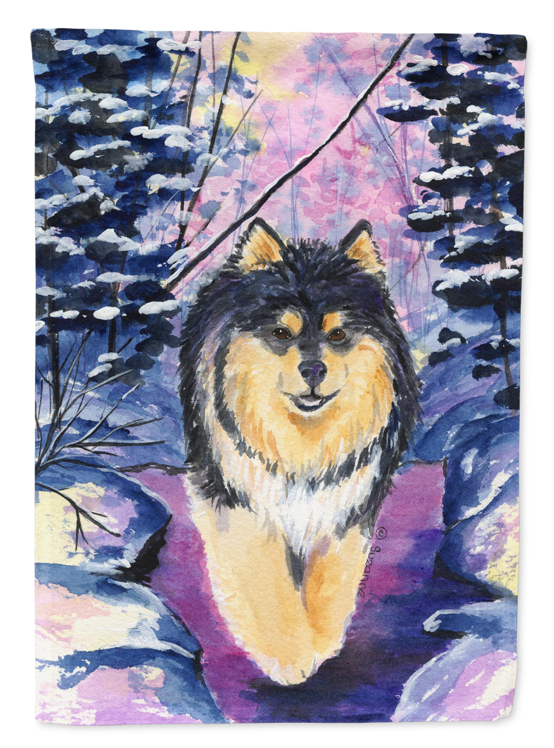 Finnish Lapphund House Flag 28x40 Porch Sleeve Pole Decorative Outside Yard Banner Artwork Wall Hanging, Polyester