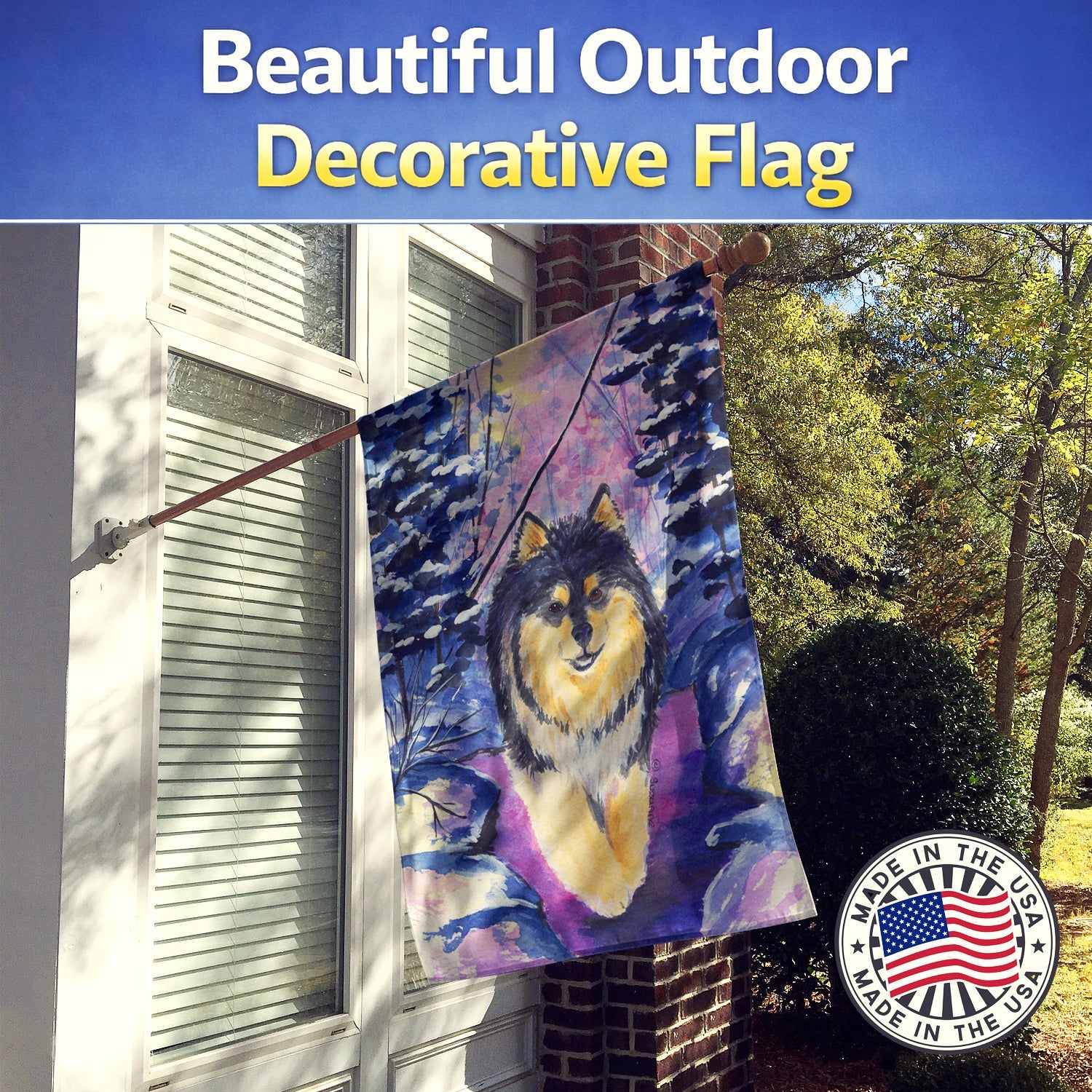 Finnish Lapphund House Flag 28x40 Porch Sleeve Pole Decorative Outside Yard Banner Artwork Wall Hanging, Polyester