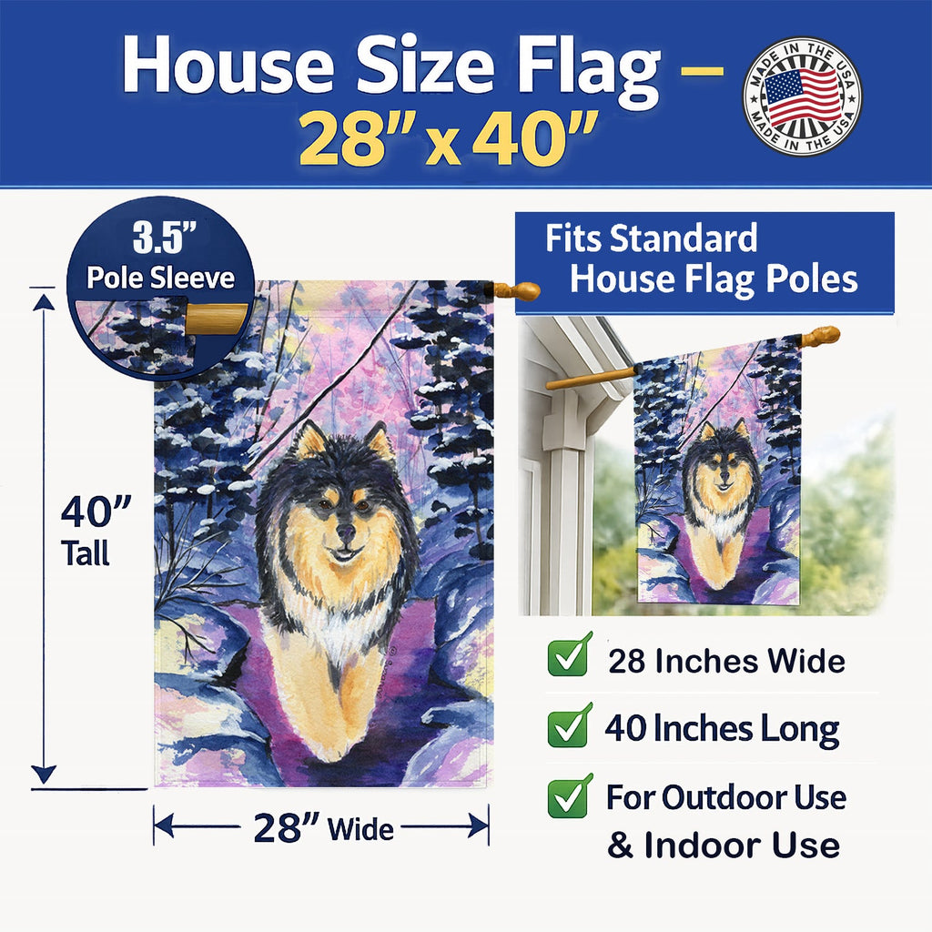 Finnish Lapphund House Flag 28x40 Porch Sleeve Pole Decorative Outside Yard Banner Artwork Wall Hanging, Polyester