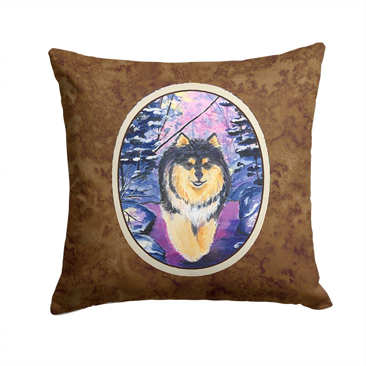 Finnish Lapphund Decorative Throw Pillow 14x14 Indoor Outdoor Accent Cushion, Fabric Cover with Insert for Sofa, Bed, Porch & Living Room