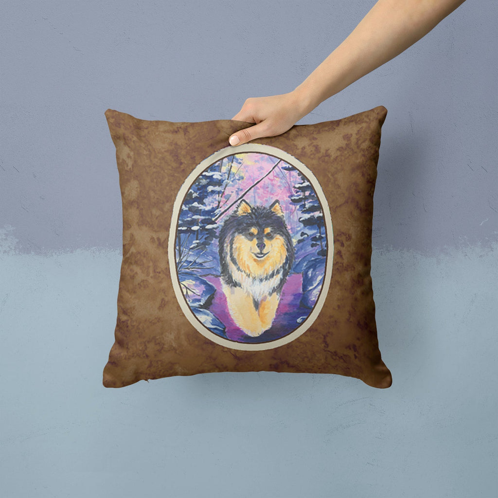 Finnish Lapphund Decorative Throw Pillow 14x14 Indoor Outdoor Accent Cushion, Fabric Cover with Insert for Sofa, Bed, Porch & Living Room