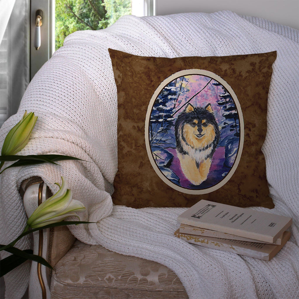 Finnish Lapphund Decorative Throw Pillow 14x14 Indoor Outdoor Accent Cushion, Fabric Cover with Insert for Sofa, Bed, Porch & Living Room