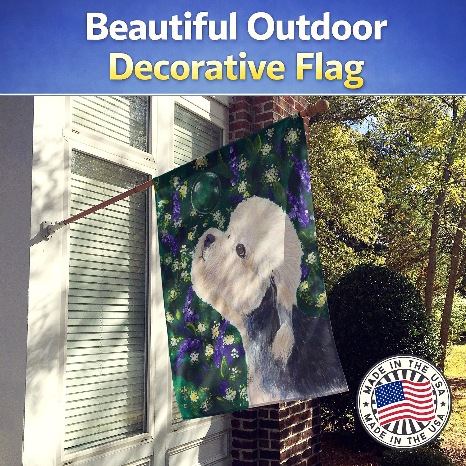 Dandie Dinmont Terrier House Flag 28x40 Porch Sleeve Pole Decorative Outside Yard Banner Artwork Wall Hanging, Polyester