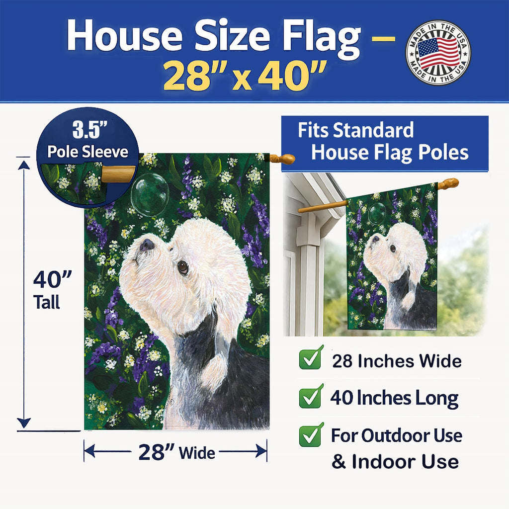Dandie Dinmont Terrier House Flag 28x40 Porch Sleeve Pole Decorative Outside Yard Banner Artwork Wall Hanging, Polyester