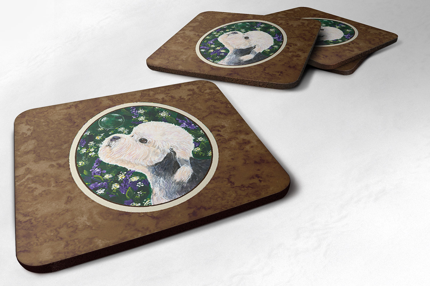 Dandie Dinmont Terrier Foam Coasters Set of 4 Cup Coasters for Indoor Outdoor, Tabletop Protection, Anti Slip, Mouse pad Material