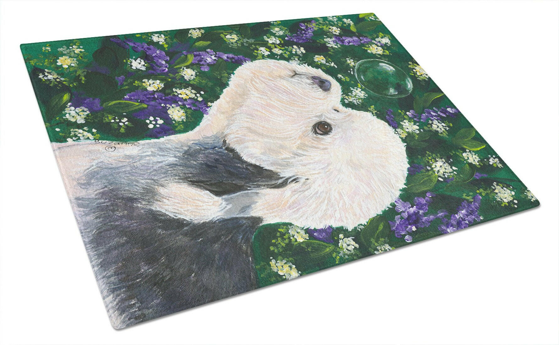 Dandie Dinmont Terrier Cutting Board Tempered Glass Kitchen Cutting Surface, Heat Resistant Chopping, Non-Slip Feet, Food Prep & Serving