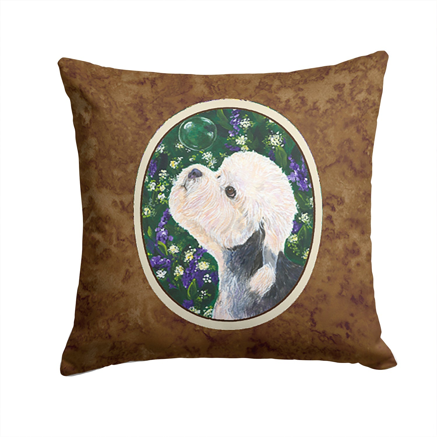 Dandie Dinmont Terrier Decorative Throw Pillow 14x14 Indoor Outdoor Accent Cushion, Fabric Cover with Insert for Sofa, Bed, Porch & Living Room