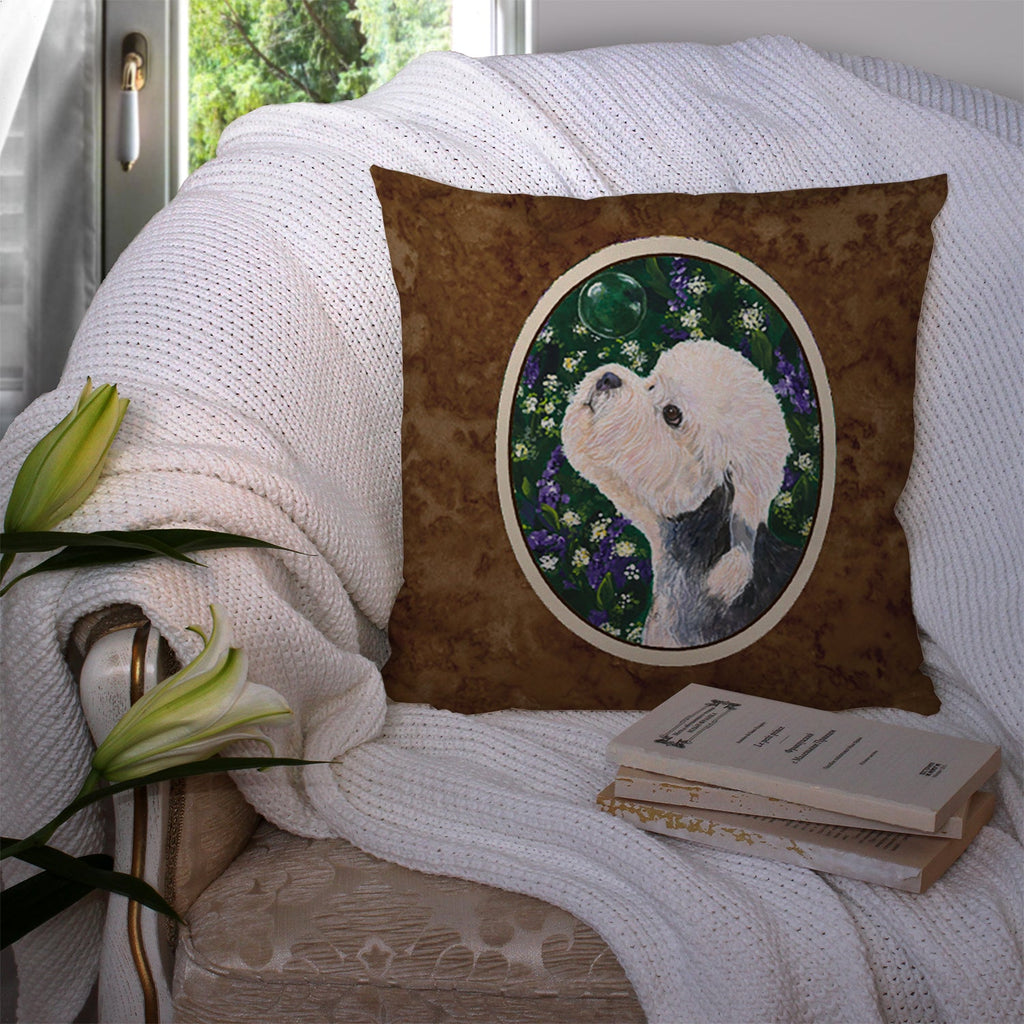Dandie Dinmont Terrier Decorative Throw Pillow 14x14 Indoor Outdoor Accent Cushion, Fabric Cover with Insert for Sofa, Bed, Porch & Living Room