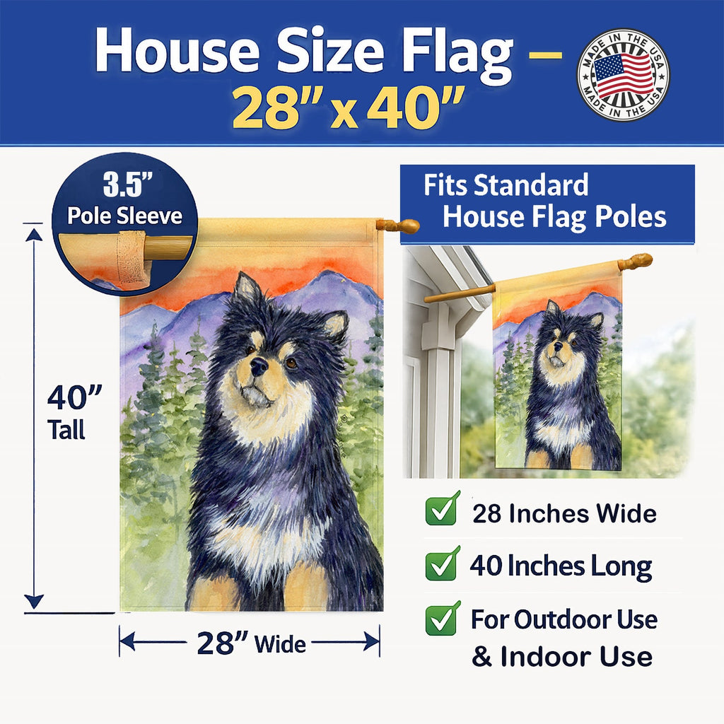 Finnish Lapphund House Flag 28x40 Porch Sleeve Pole Decorative Outside Yard Banner Artwork Wall Hanging, Polyester