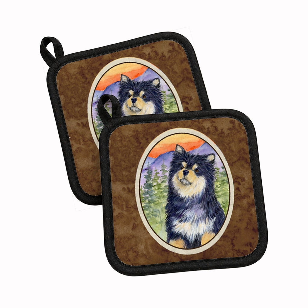 Finnish Lapphund Pot Holder Set of 2 Heat Resistant Quilted Hot Pads 7.5 x 7.5 Inch, Insulated Kitchen Trivets for Cooking & Baking