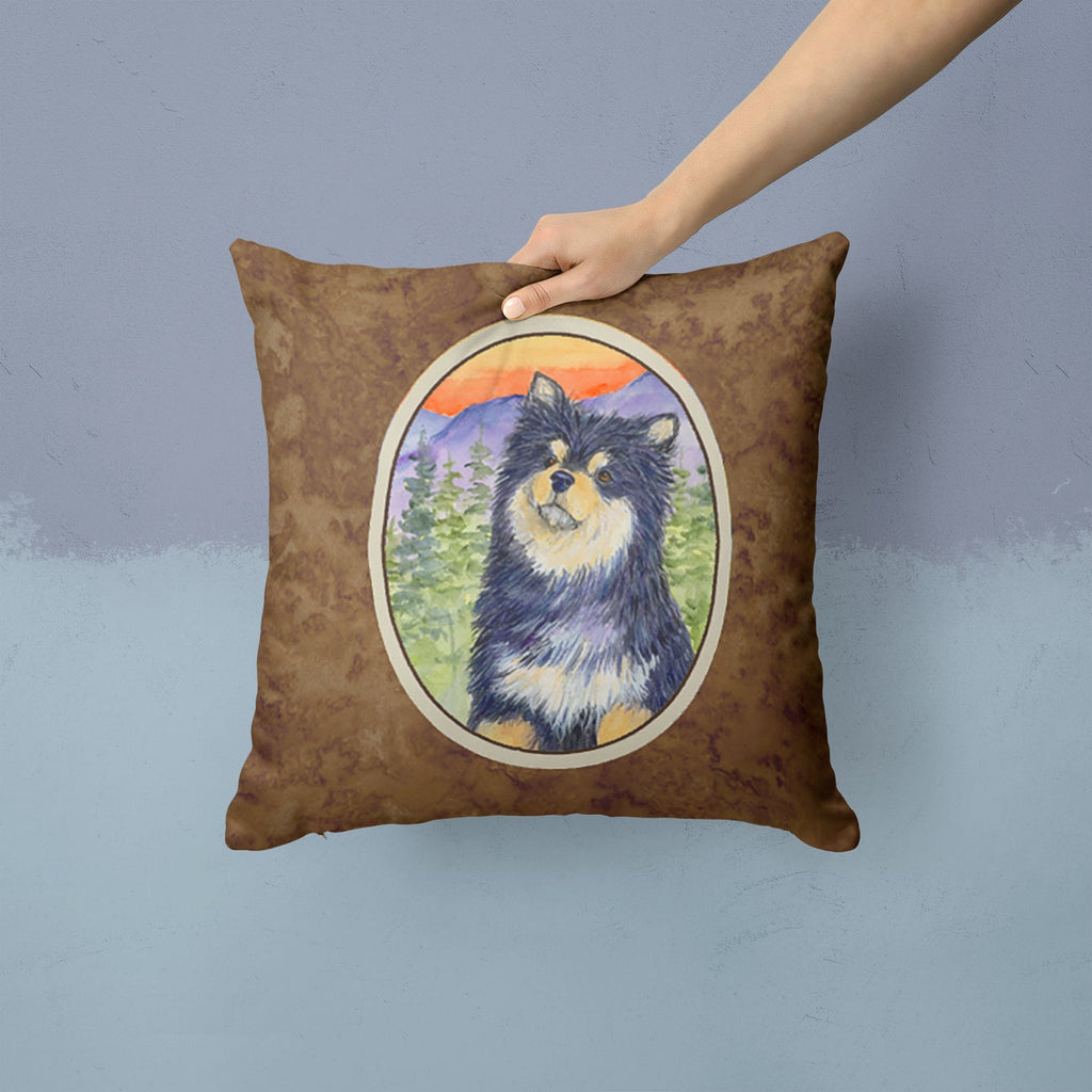 Finnish Lapphund Decorative Throw Pillow 14x14 Indoor Outdoor Accent Cushion, Fabric Cover with Insert for Sofa, Bed, Porch & Living Room