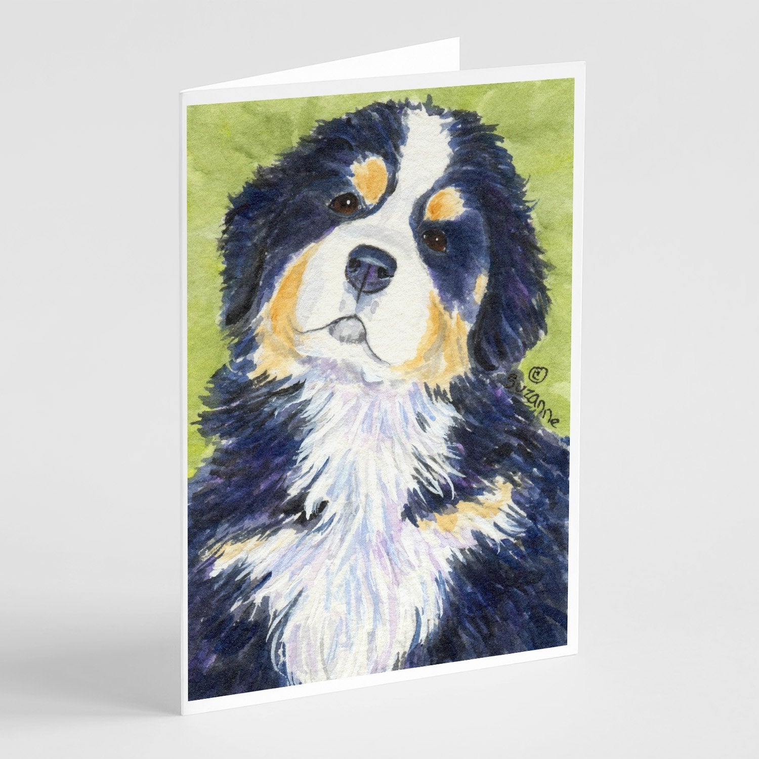Bernese Mountain Dog Greeting Cards Pack of 8 Blank Cards with Envelopes Whimsical A7 Size 5x7