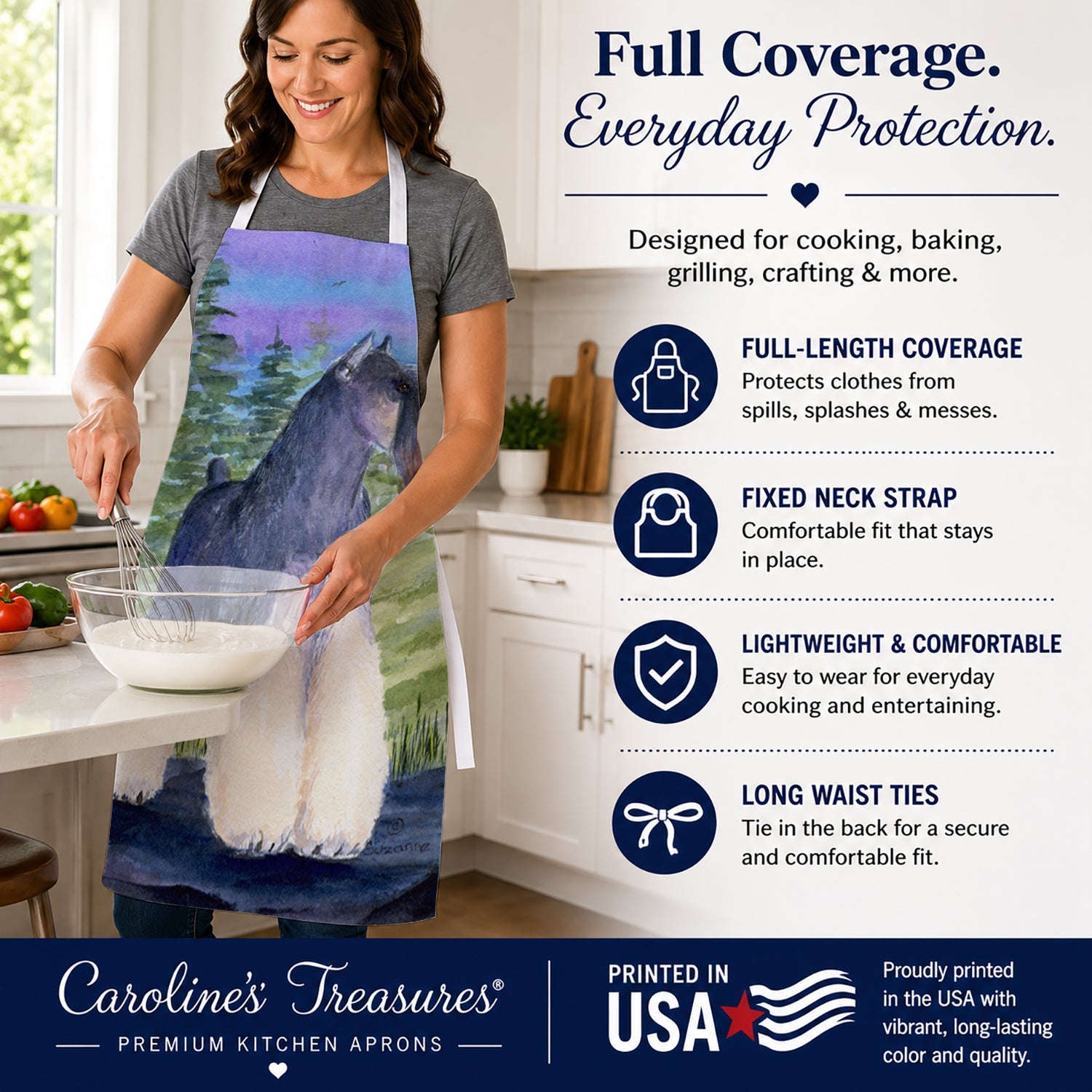 Schnauzer Apron Cooking Kitchen Server Baking Crafts Gardening for Adult Women Men, Unisex, Large, Multicolor