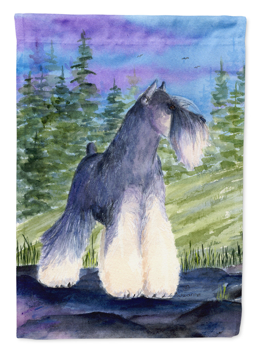 Schnauzer House Flag 28x40 Porch Sleeve Pole Decorative Outside Yard Banner Artwork Wall Hanging, Polyester