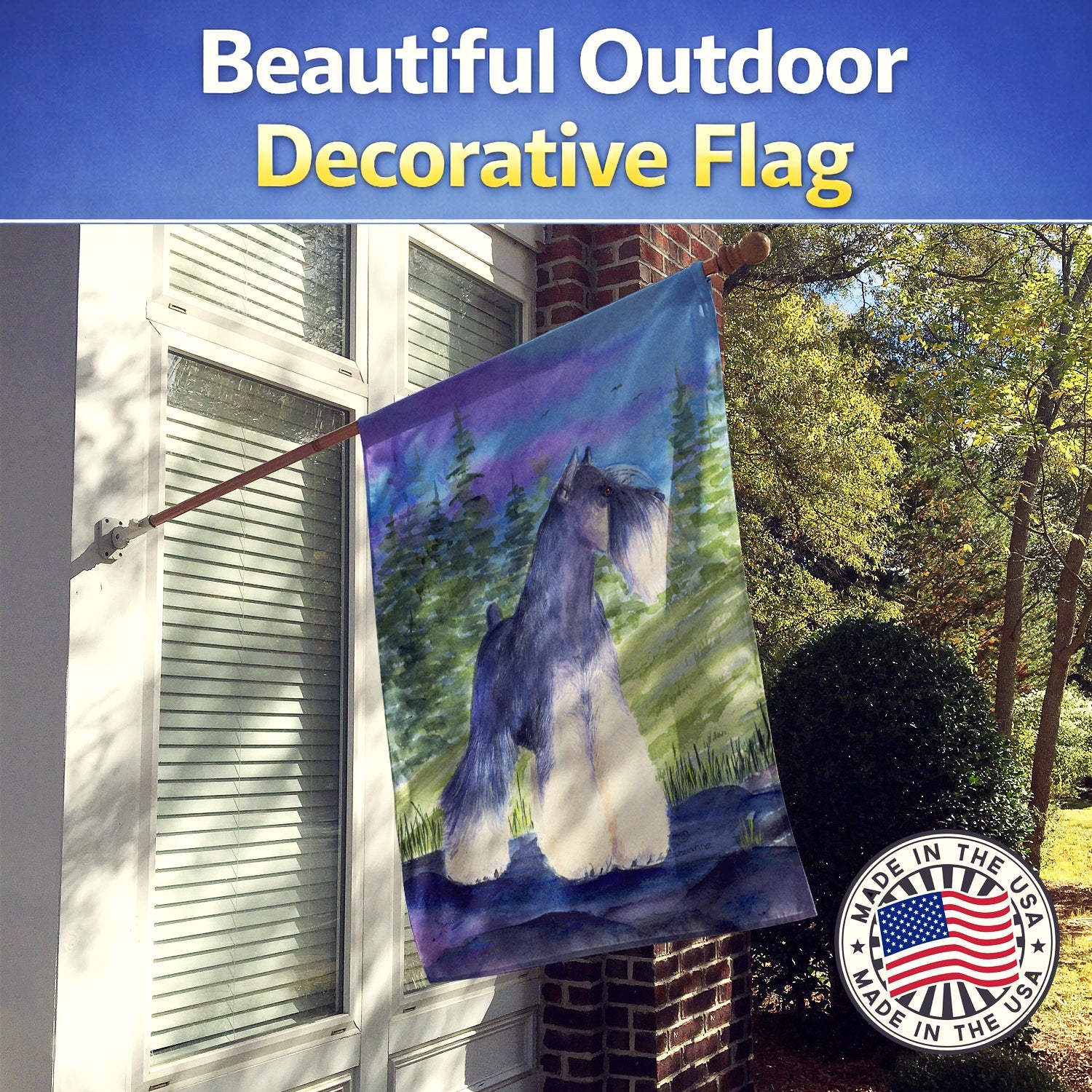 Schnauzer House Flag 28x40 Porch Sleeve Pole Decorative Outside Yard Banner Artwork Wall Hanging, Polyester