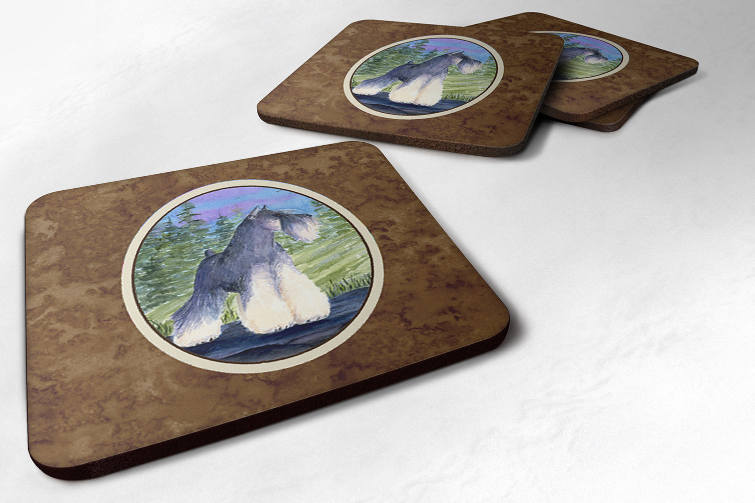 Schnauzer Foam Coasters Set of 4 Cup Coasters for Indoor Outdoor, Tabletop Protection, Anti Slip, Mouse pad Material