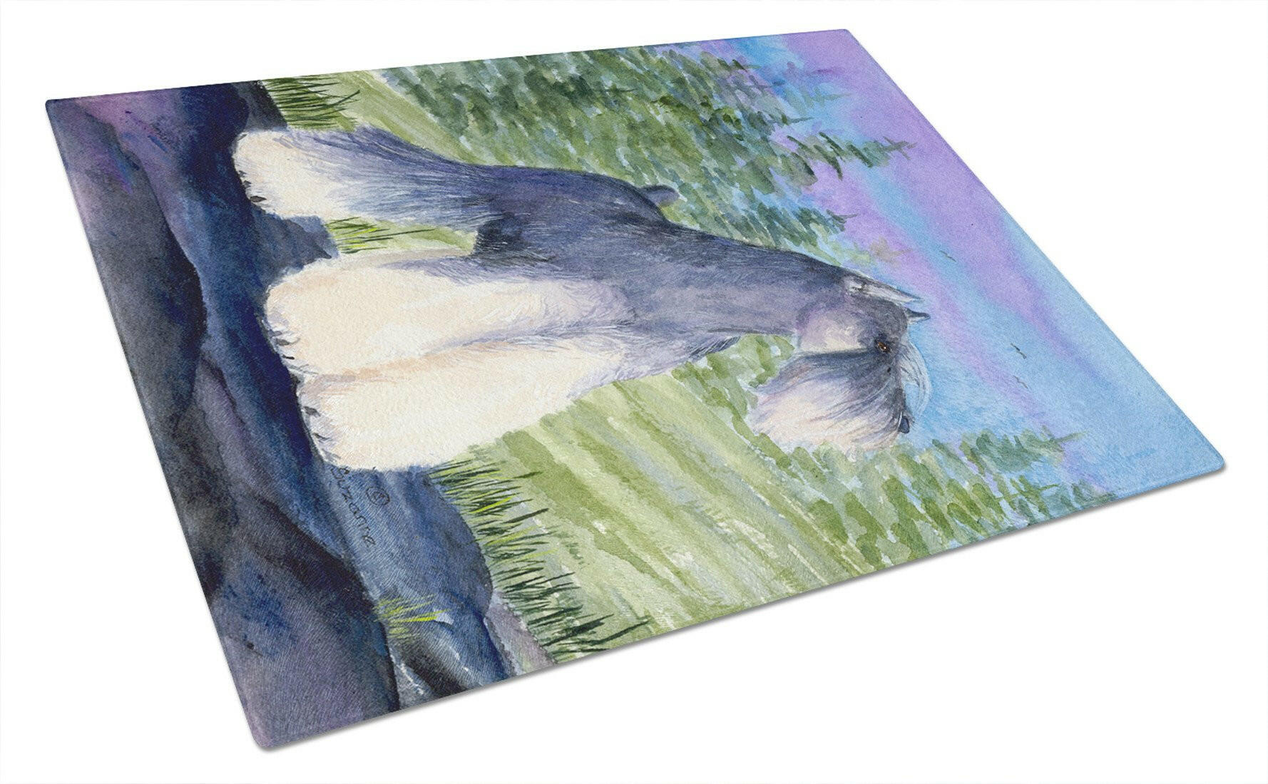 Schnauzer Cutting Board Tempered Glass Kitchen Cutting Surface, Heat Resistant Chopping, Non-Slip Feet, Food Prep & Serving