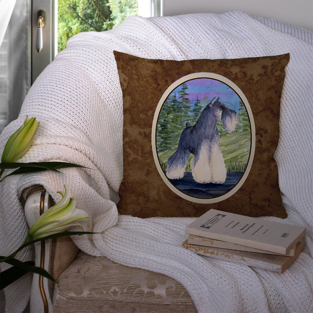 Schnauzer Decorative Throw Pillow 14x14 Indoor Outdoor Accent Cushion, Fabric Cover with Insert for Sofa, Bed, Porch & Living Room