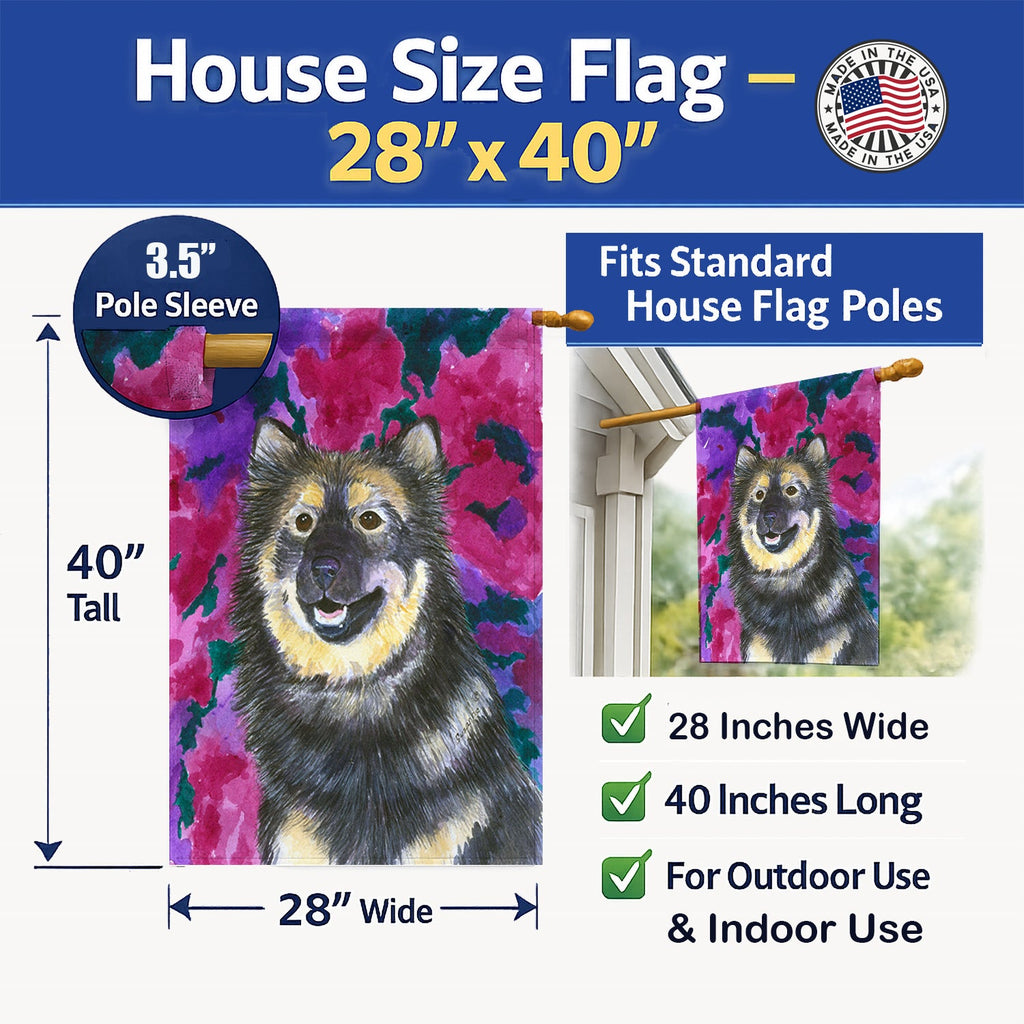 Finnish Lapphund House Flag 28x40 Porch Sleeve Pole Decorative Outside Yard Banner Artwork Wall Hanging, Polyester