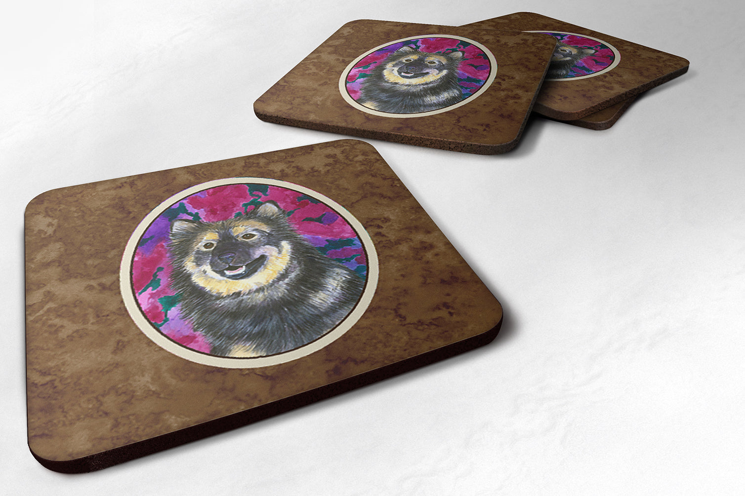 Finnish Lapphund Foam Coasters Set of 4 Cup Coasters for Indoor Outdoor, Tabletop Protection, Anti Slip, Mouse pad Material