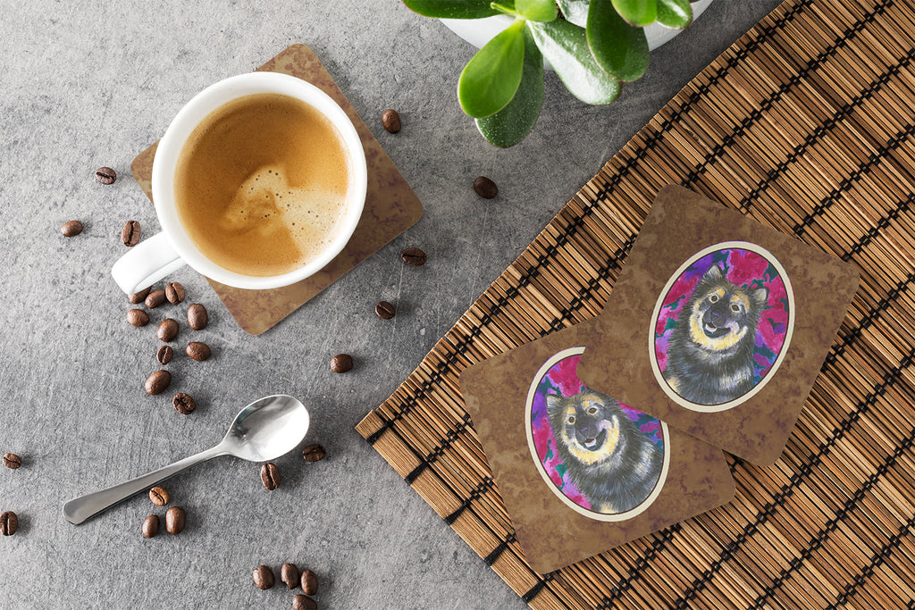 Finnish Lapphund Foam Coasters Set of 4 Cup Coasters for Indoor Outdoor, Tabletop Protection, Anti Slip, Mouse pad Material