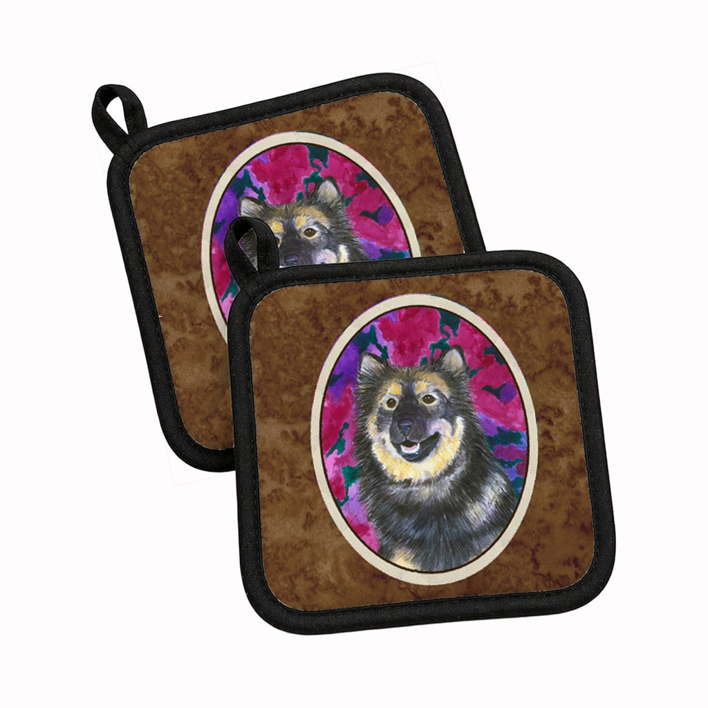 Finnish Lapphund Pot Holder Set of 2 Heat Resistant Quilted Hot Pads 7.5 x 7.5 Inch, Insulated Kitchen Trivets for Cooking & Baking