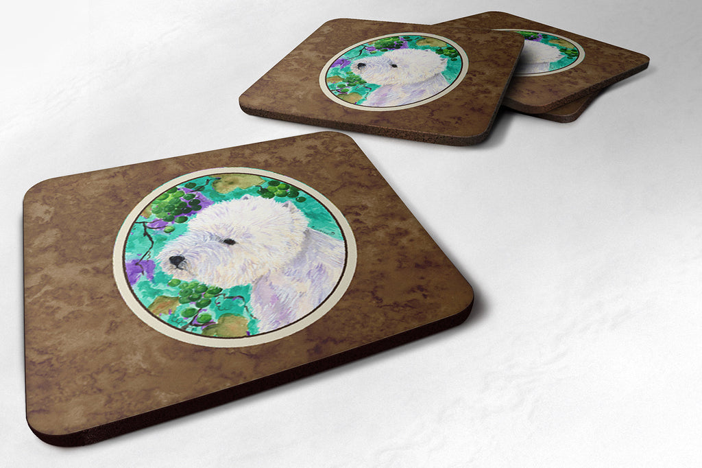 Westie Foam Coasters Set of 4 Cup Coasters for Indoor Outdoor, Tabletop Protection, Anti Slip, Mouse pad Material
